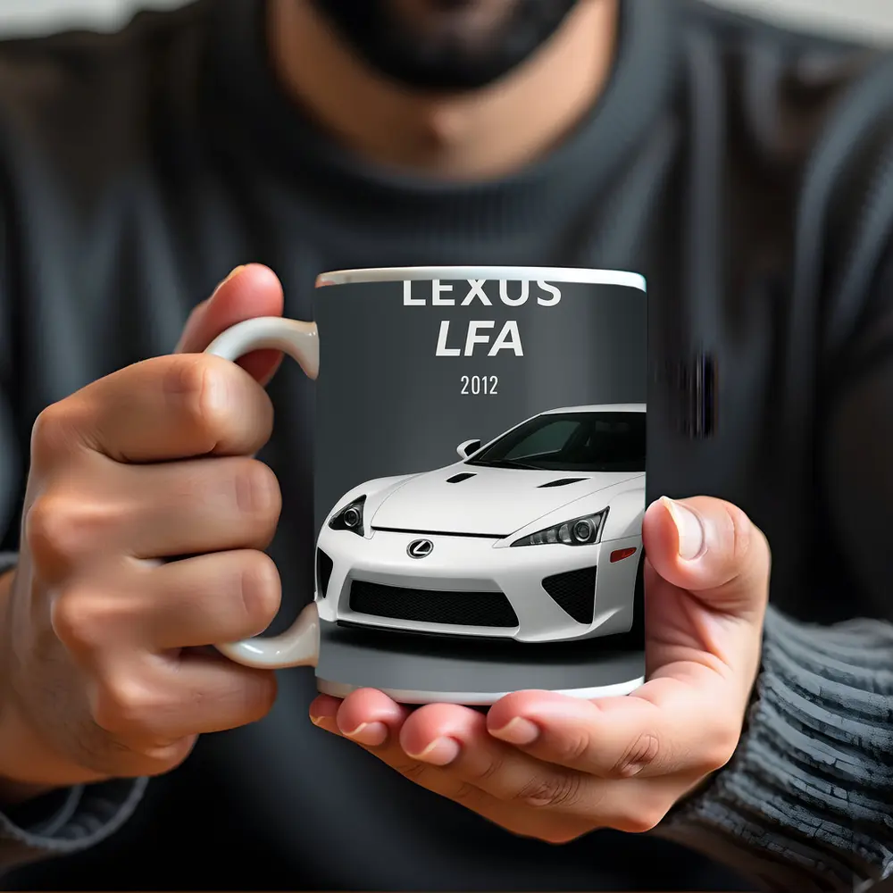 Lexus LFA White Supercar Gray Background – Mugs