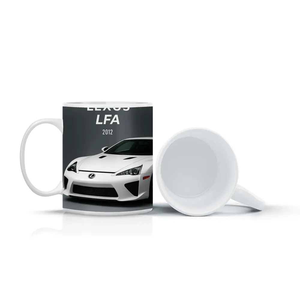 Lexus LFA White Supercar Gray Background – Mugs