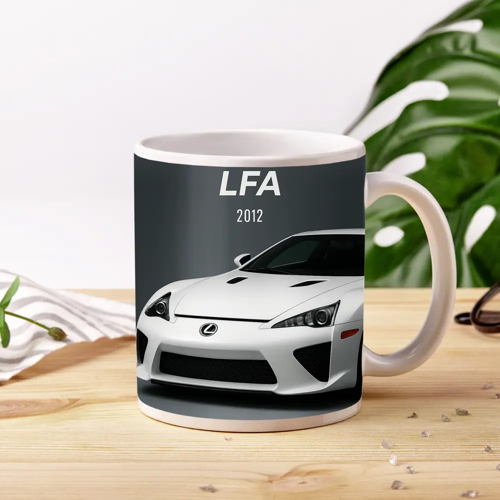 Lexus LFA White Supercar Gray Background – Mugs