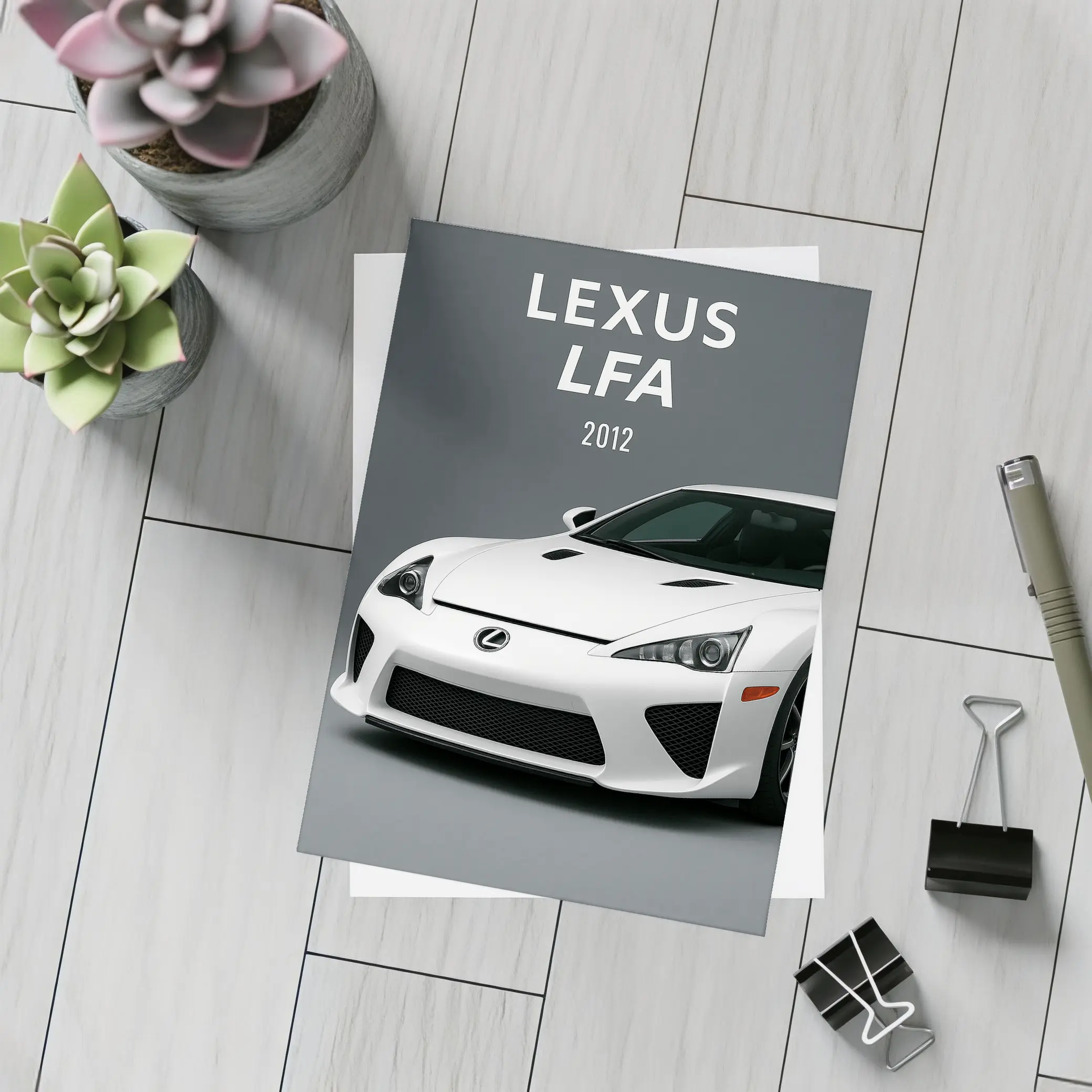 Lexus LFA White Supercar Gray Background – Postcards