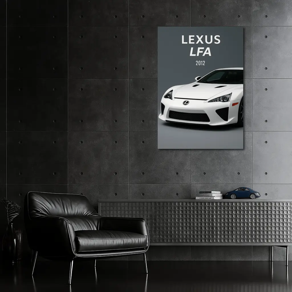 Lexus LFA White Supercar Gray Background – Wall Art