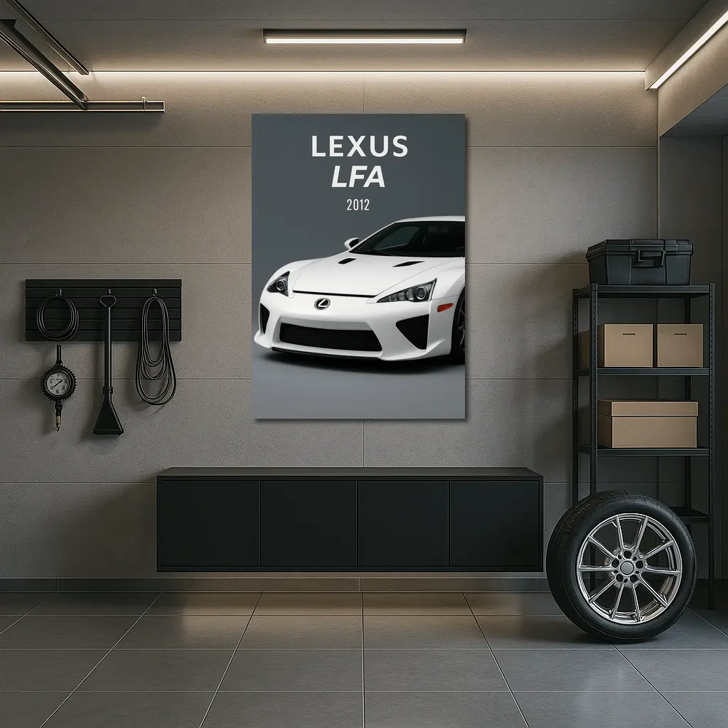 Lexus LFA White Supercar Gray Background – Wall Art