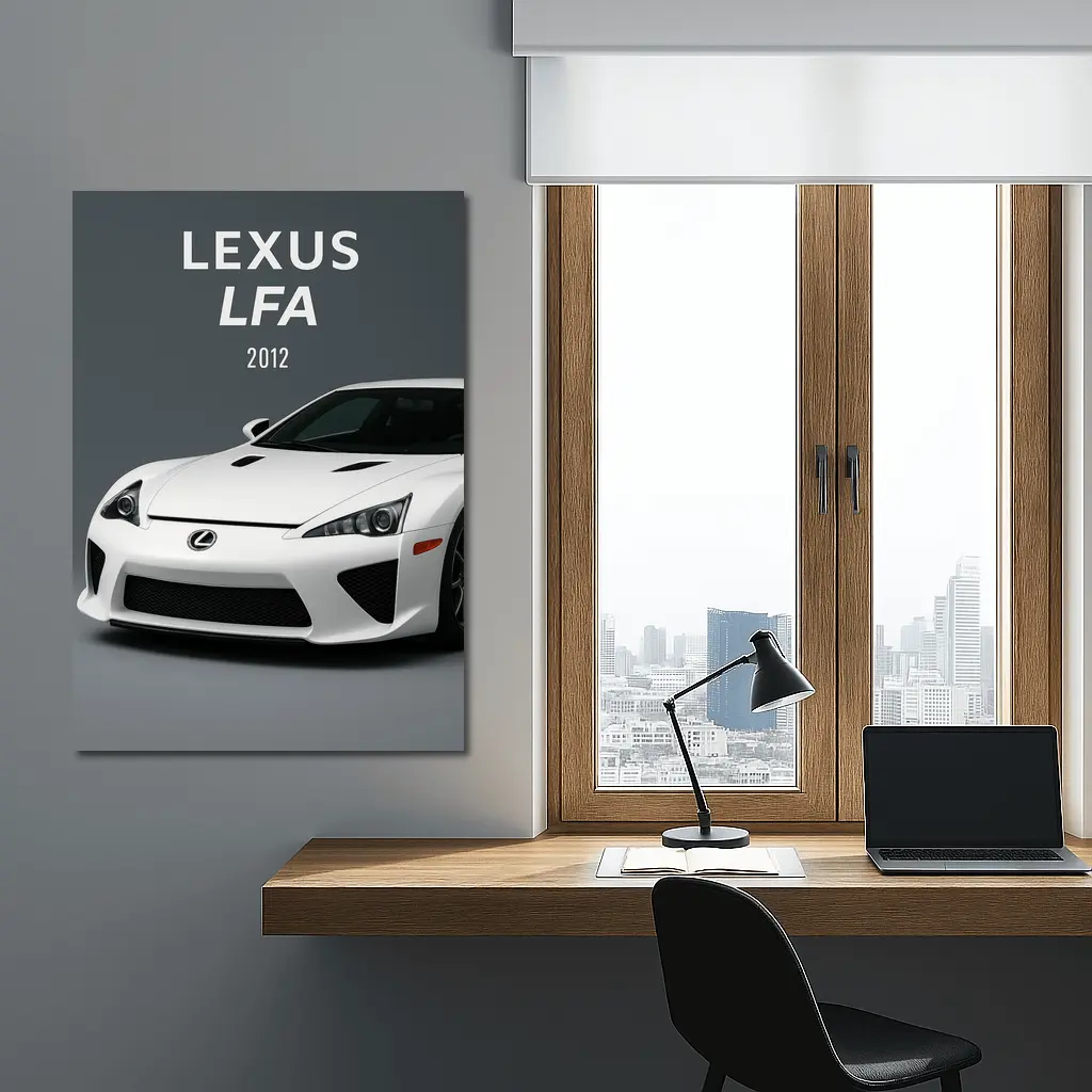 Lexus LFA White Supercar Gray Background – Wall Art