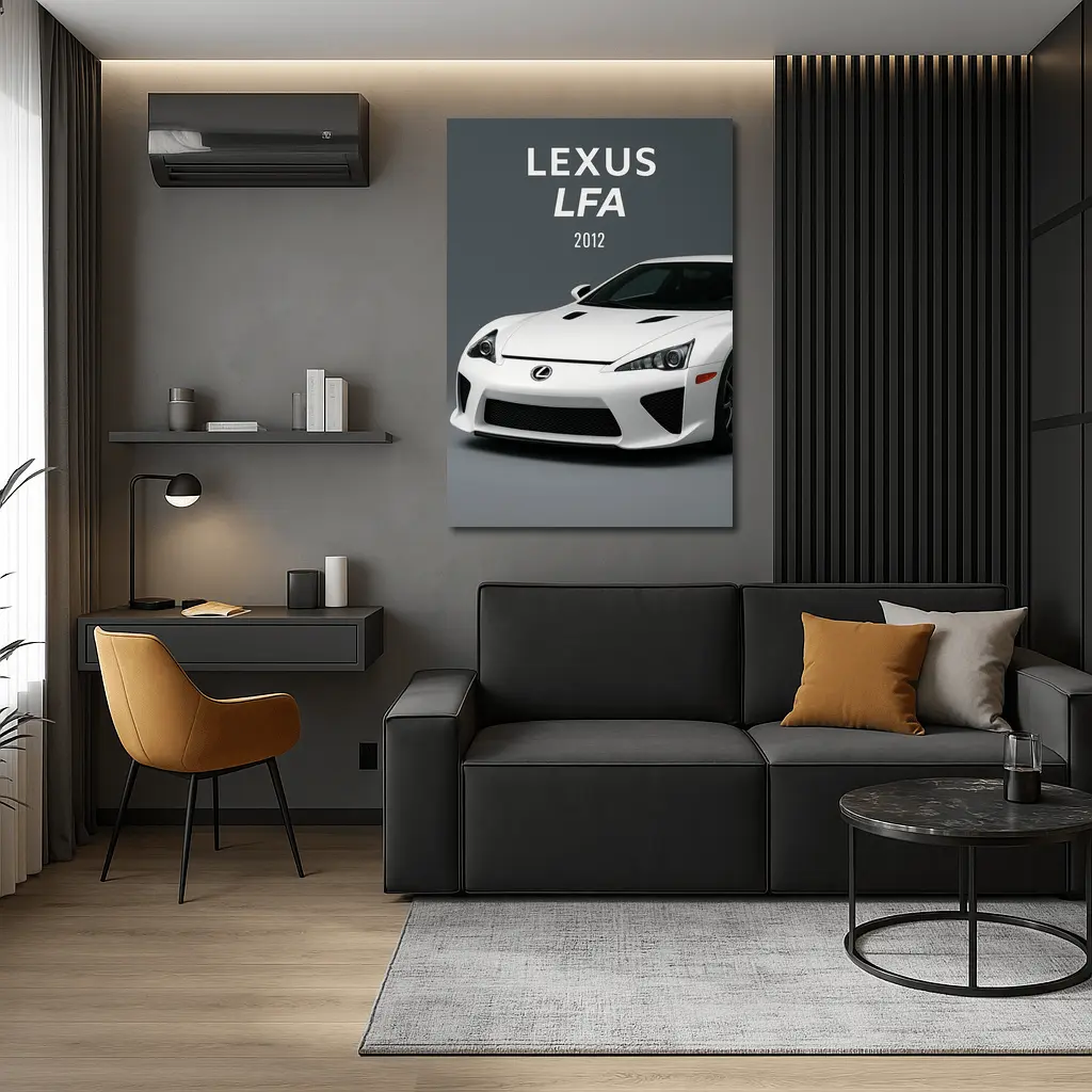 Lexus LFA White Supercar Gray Background – Wall Art