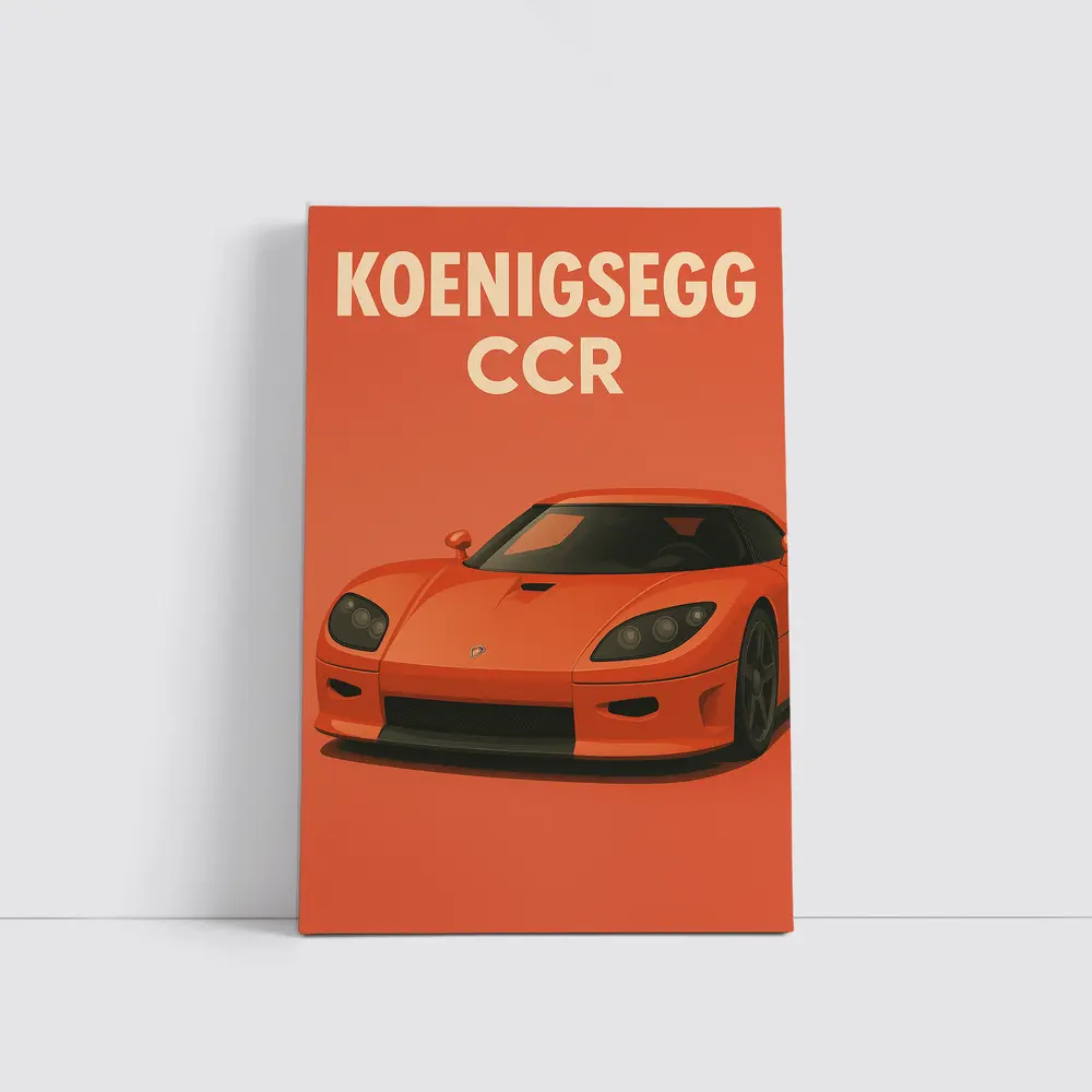 Koenigsegg CCR Supercar Orange Minimal Art – Wall Art