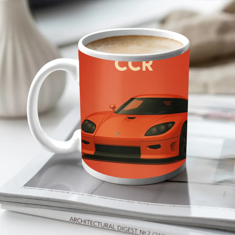 Koenigsegg CCR Supercar Orange Minimal Art – Mugs