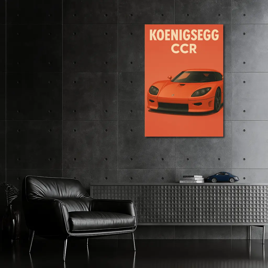 Koenigsegg CCR Supercar Orange Minimal Art – Wall Art