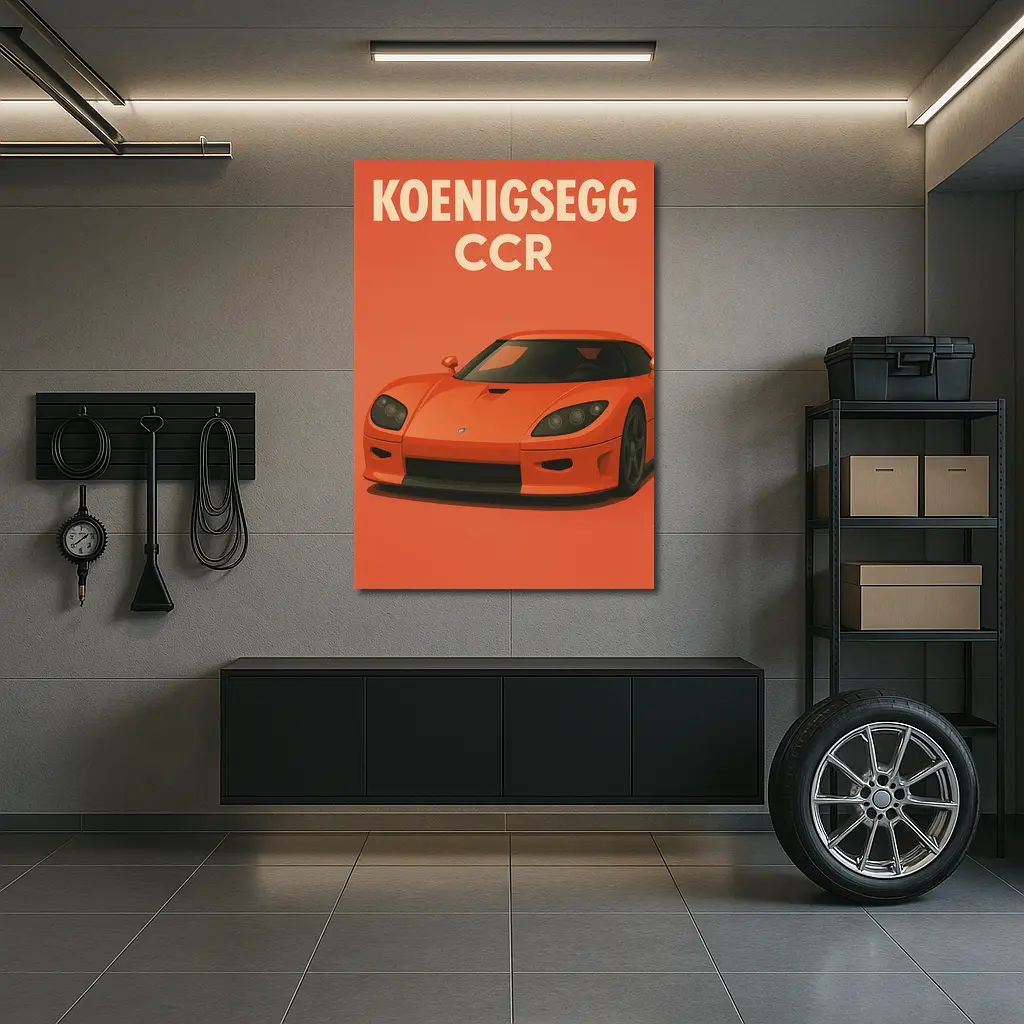 Koenigsegg CCR Supercar Orange Minimal Art – Wall Art