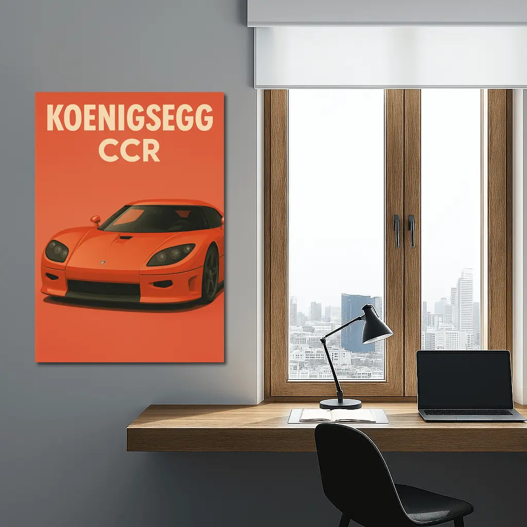 Koenigsegg CCR Supercar Orange Minimal Art – Wall Art