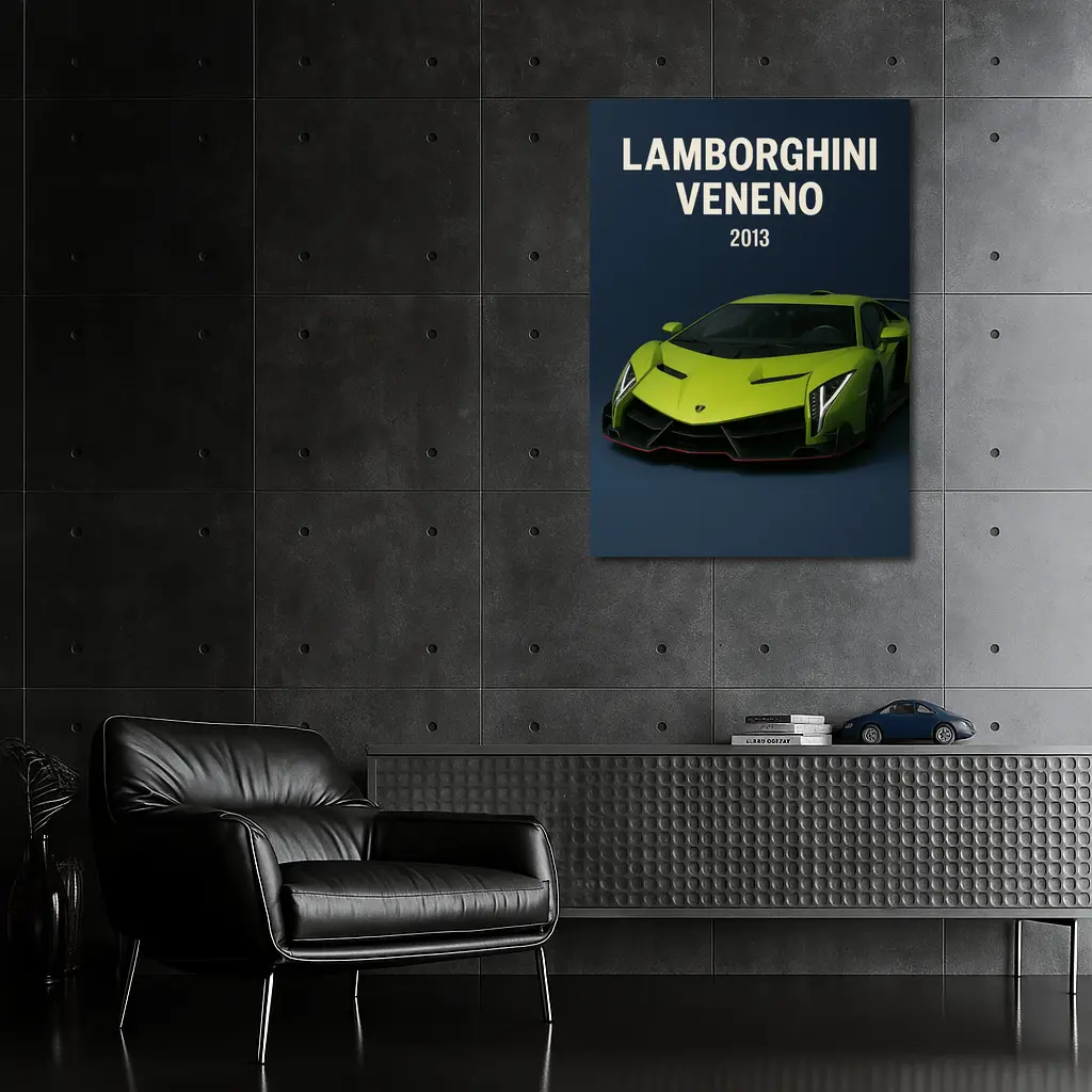 Lamborghini Veneno Green Supercar Dark Background – Wall Art