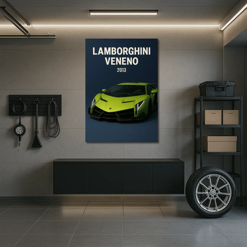 Lamborghini Veneno Green Supercar Dark Background – Wall Art