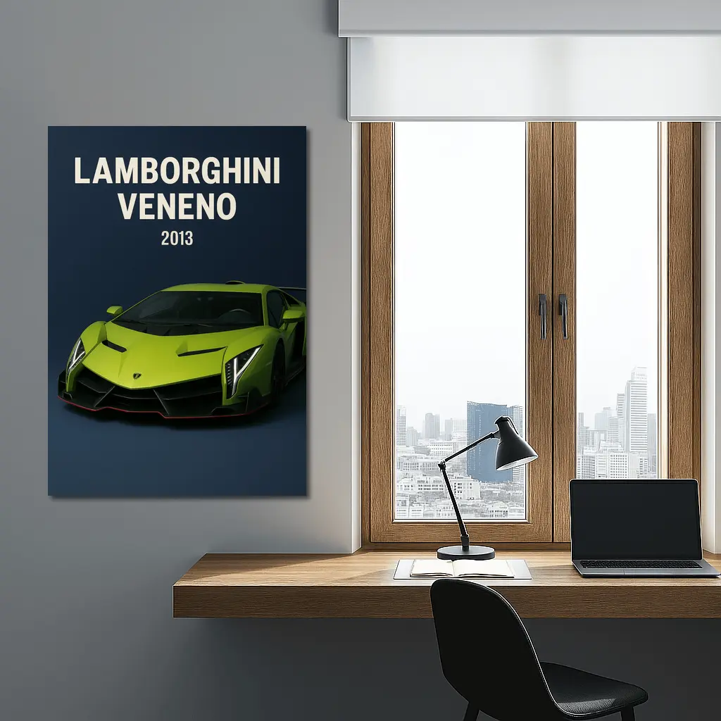 Lamborghini Veneno Green Supercar Dark Background – Wall Art