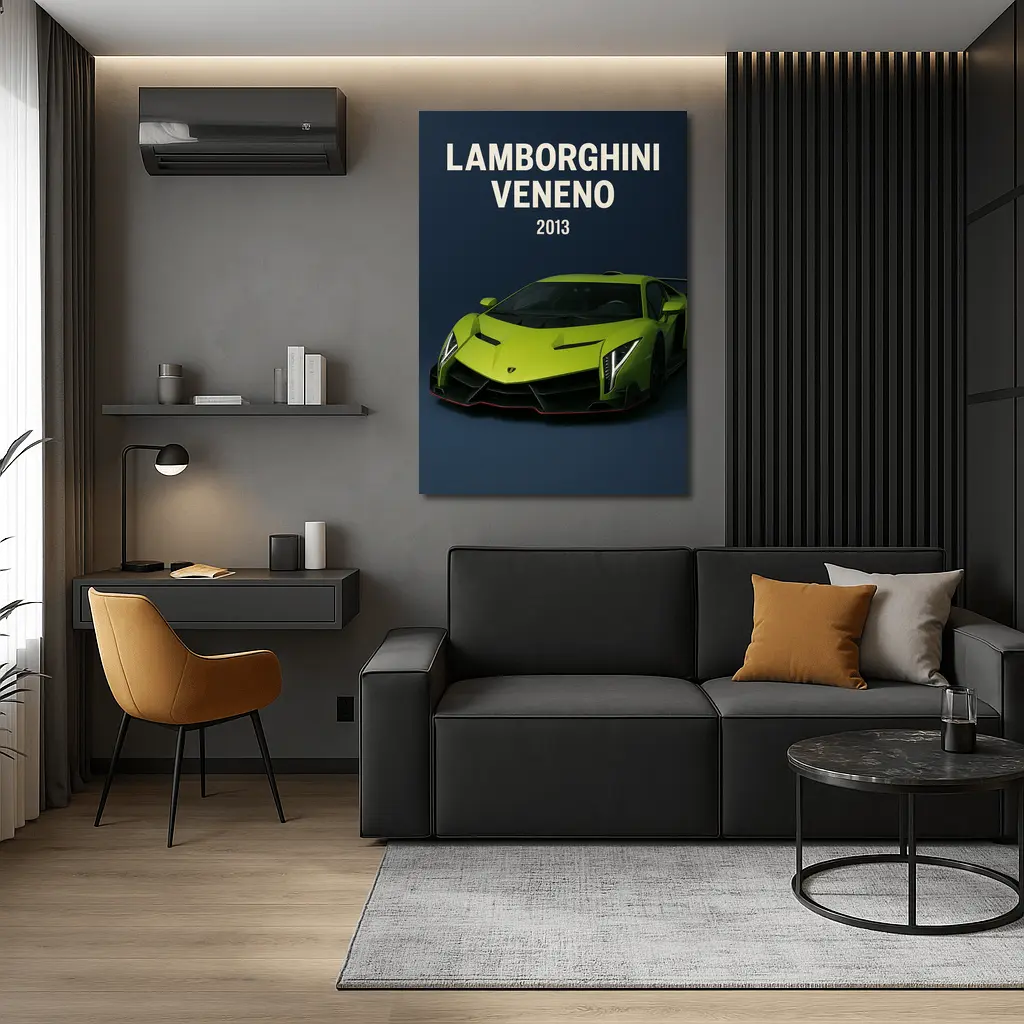 Lamborghini Veneno Green Supercar Dark Background – Wall Art