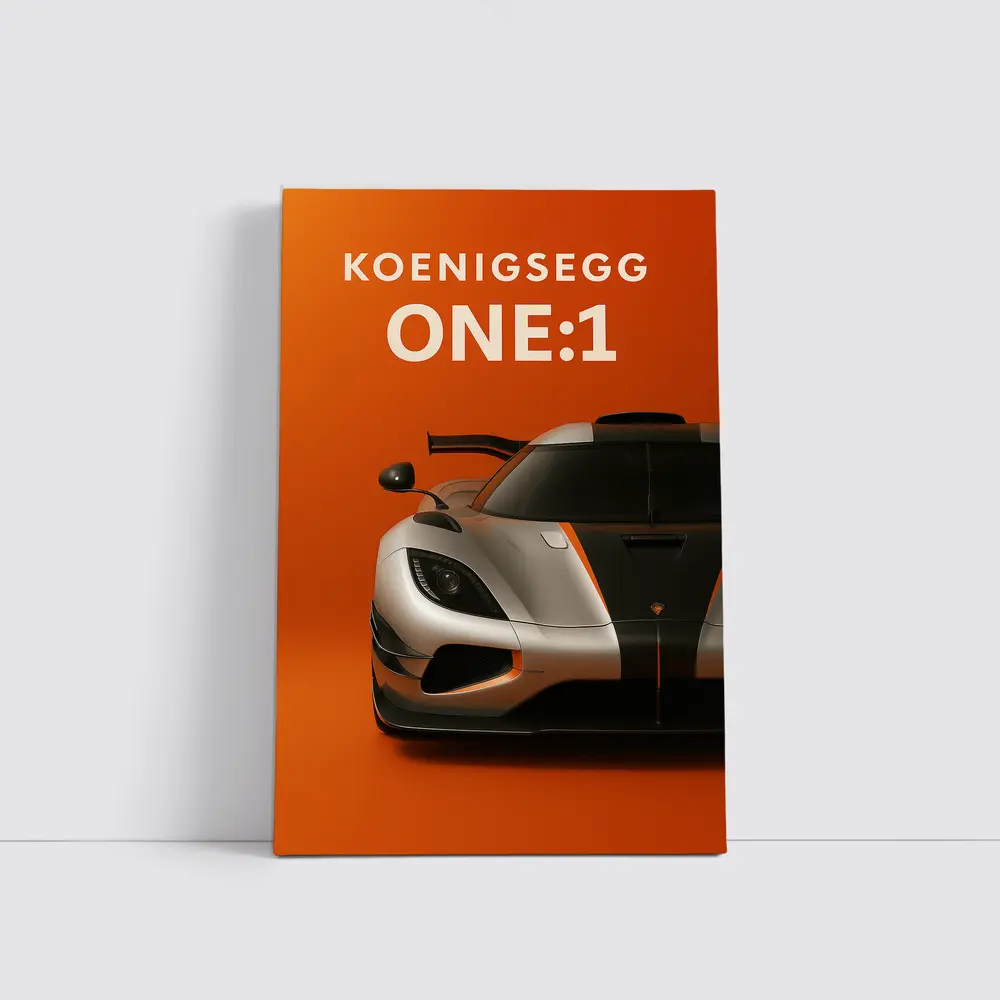 Koenigsegg One One Orange Background Supercar – Wall Art