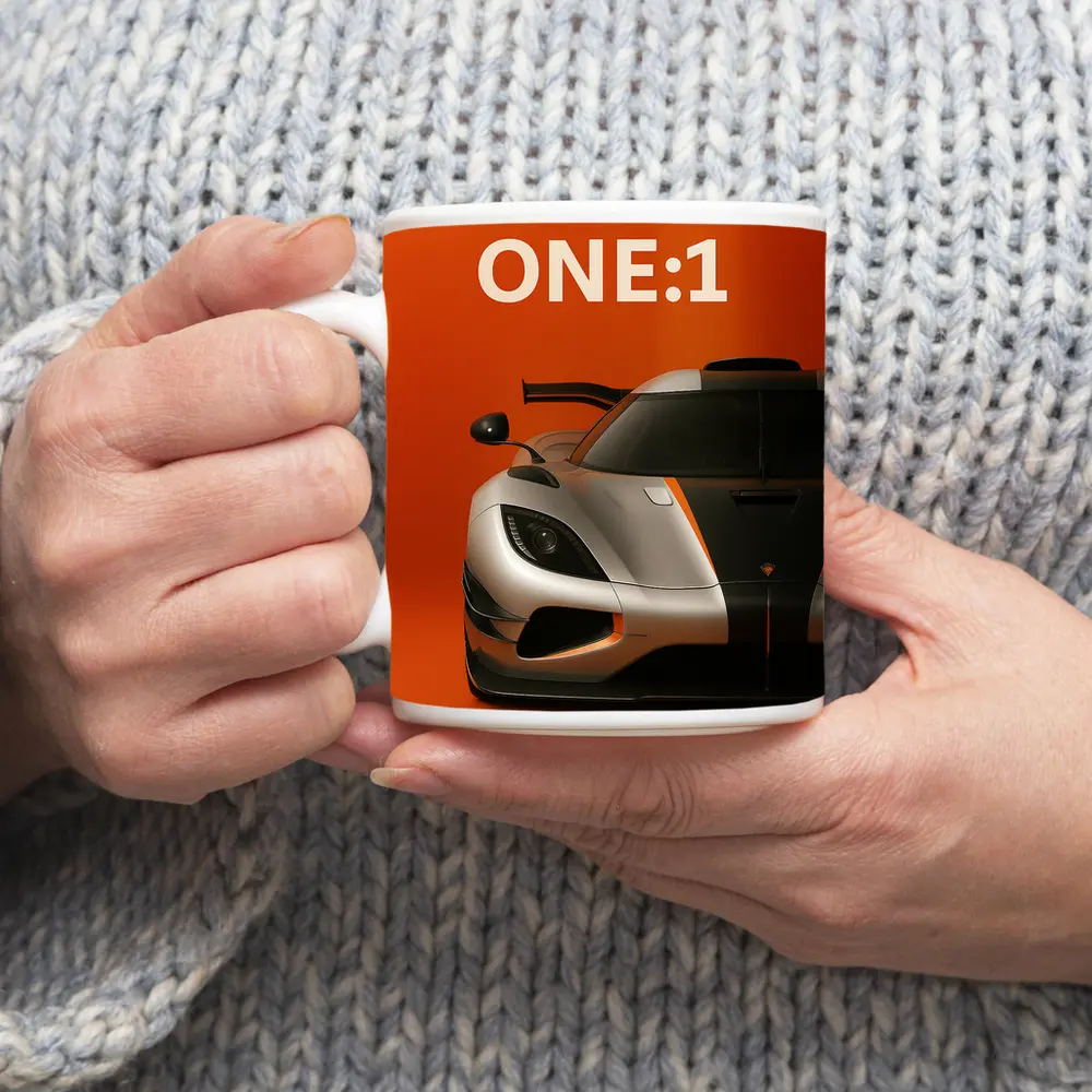 Koenigsegg One One Orange Background Supercar – Mugs