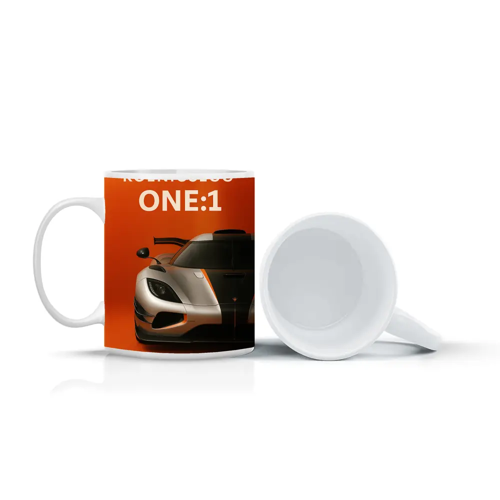 Koenigsegg One One Orange Background Supercar – Mugs