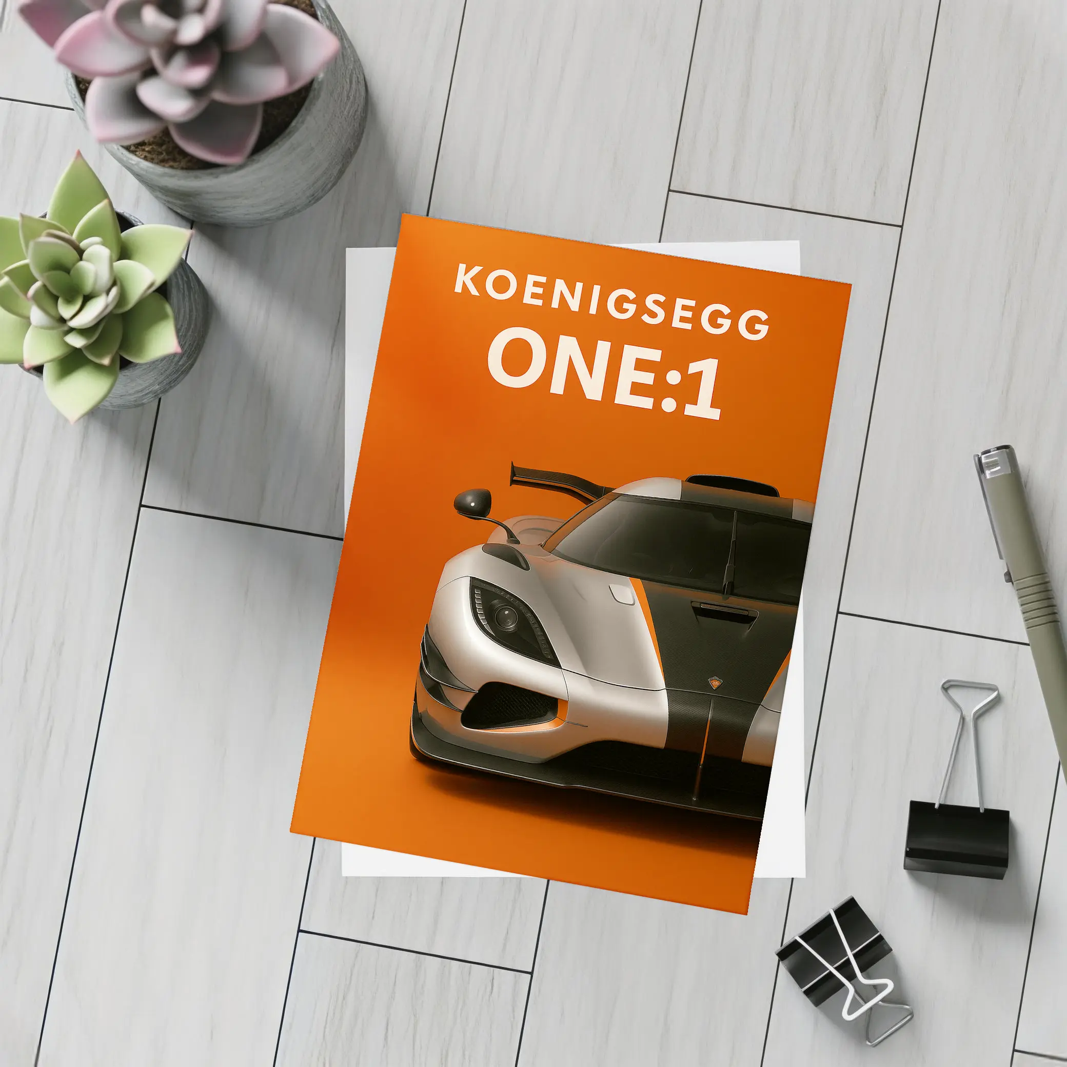 Koenigsegg One One Orange Background Supercar – Postcards