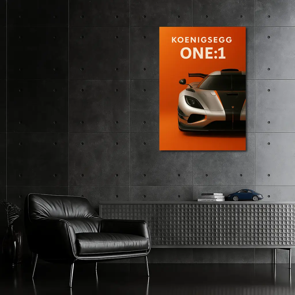 Koenigsegg One One Orange Background Supercar – Wall Art