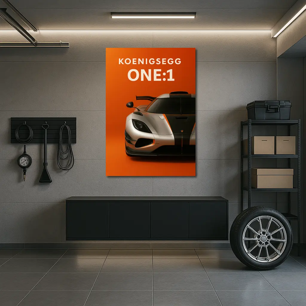 Koenigsegg One One Orange Background Supercar – Wall Art