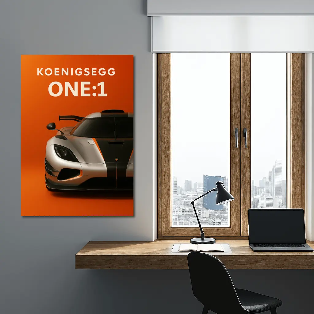 Koenigsegg One One Orange Background Supercar – Wall Art
