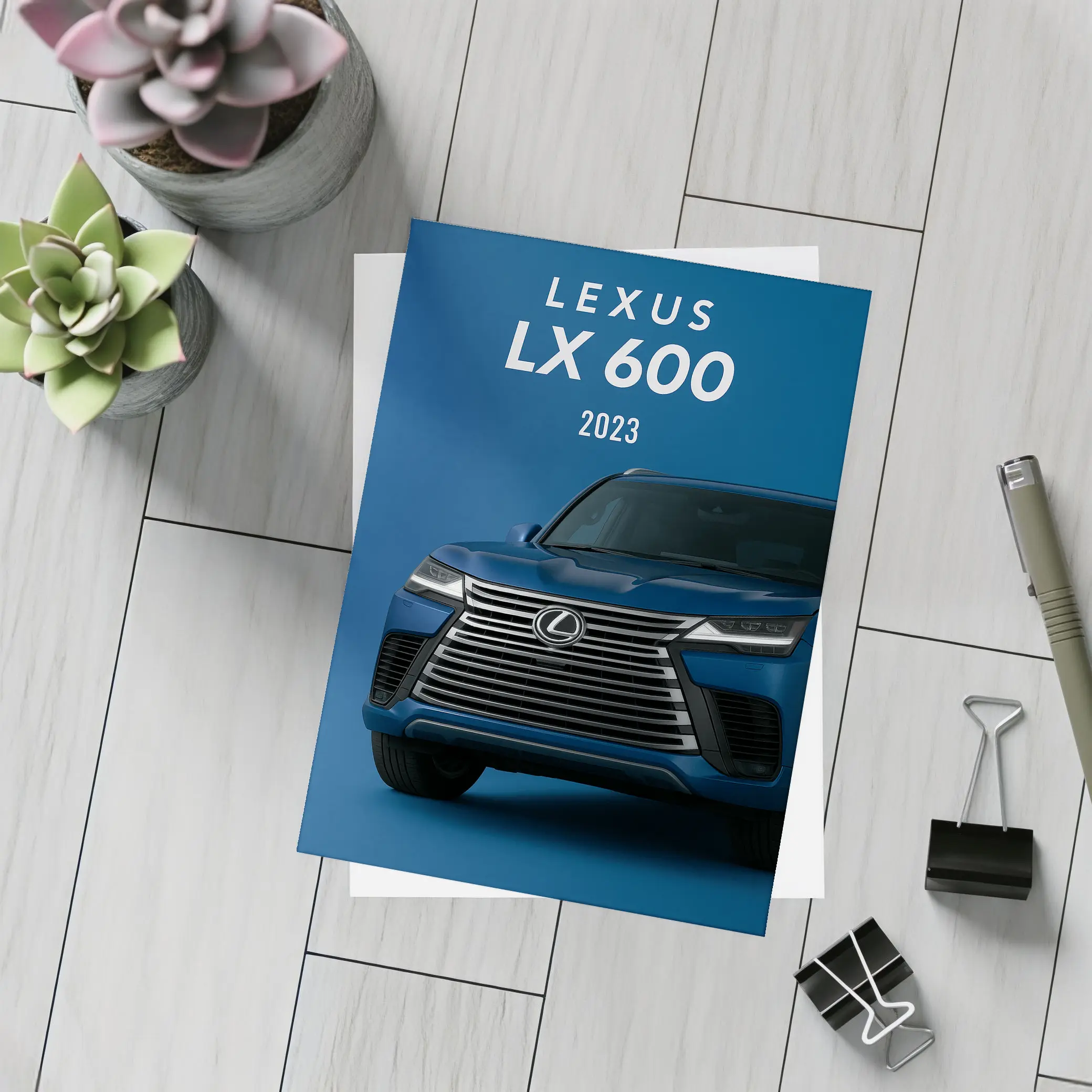 Lexus LX 600 2023 Blue Background Art – Postcards