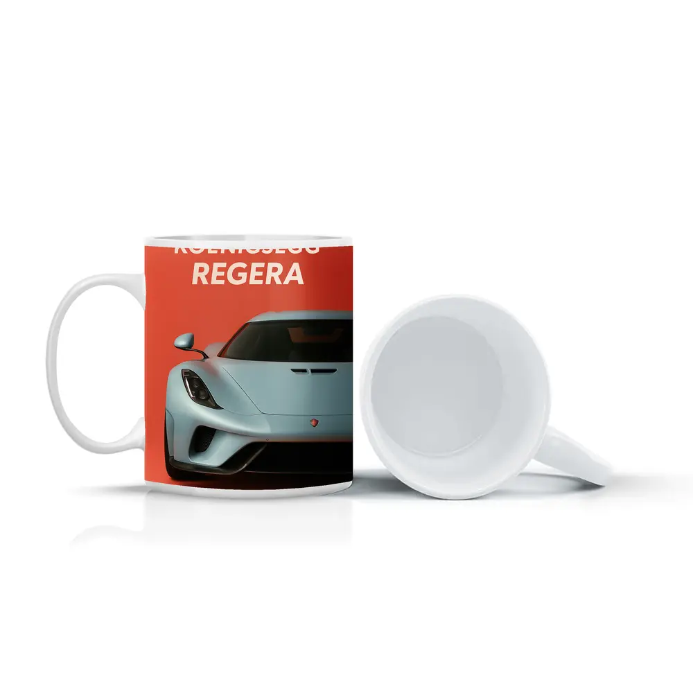 Koenigsegg Regera Bold Red Background Art – Mugs