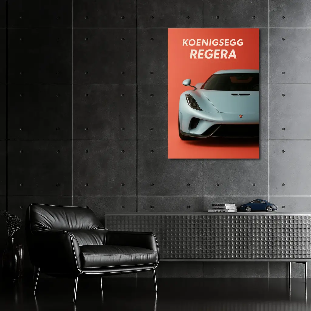 Koenigsegg Regera Bold Red Background Art – Wall Art
