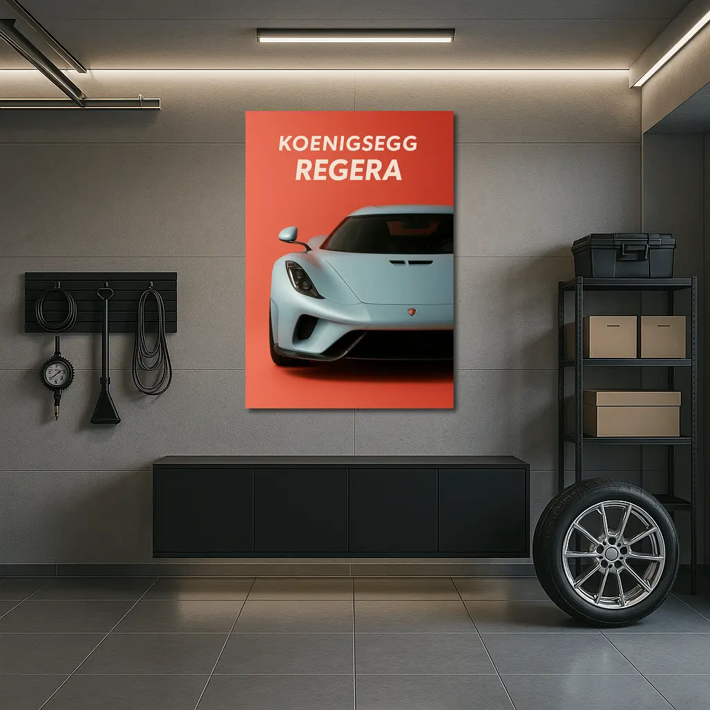 Koenigsegg Regera Bold Red Background Art – Wall Art