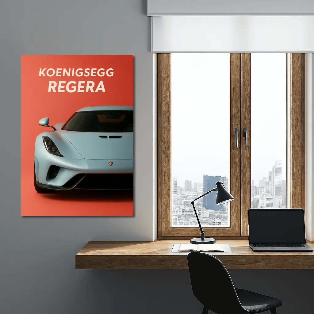 Koenigsegg Regera Bold Red Background Art – Wall Art