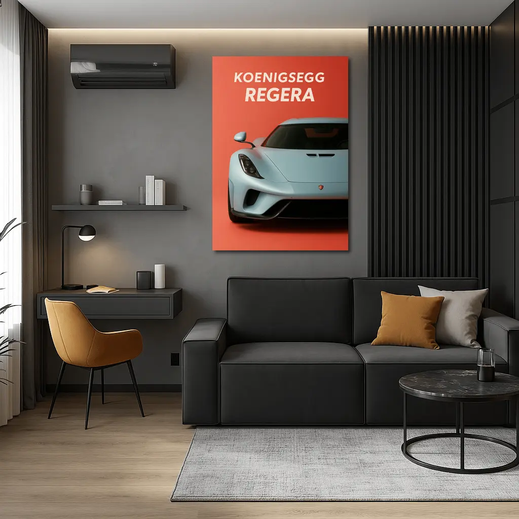 Koenigsegg Regera Bold Red Background Art – Wall Art