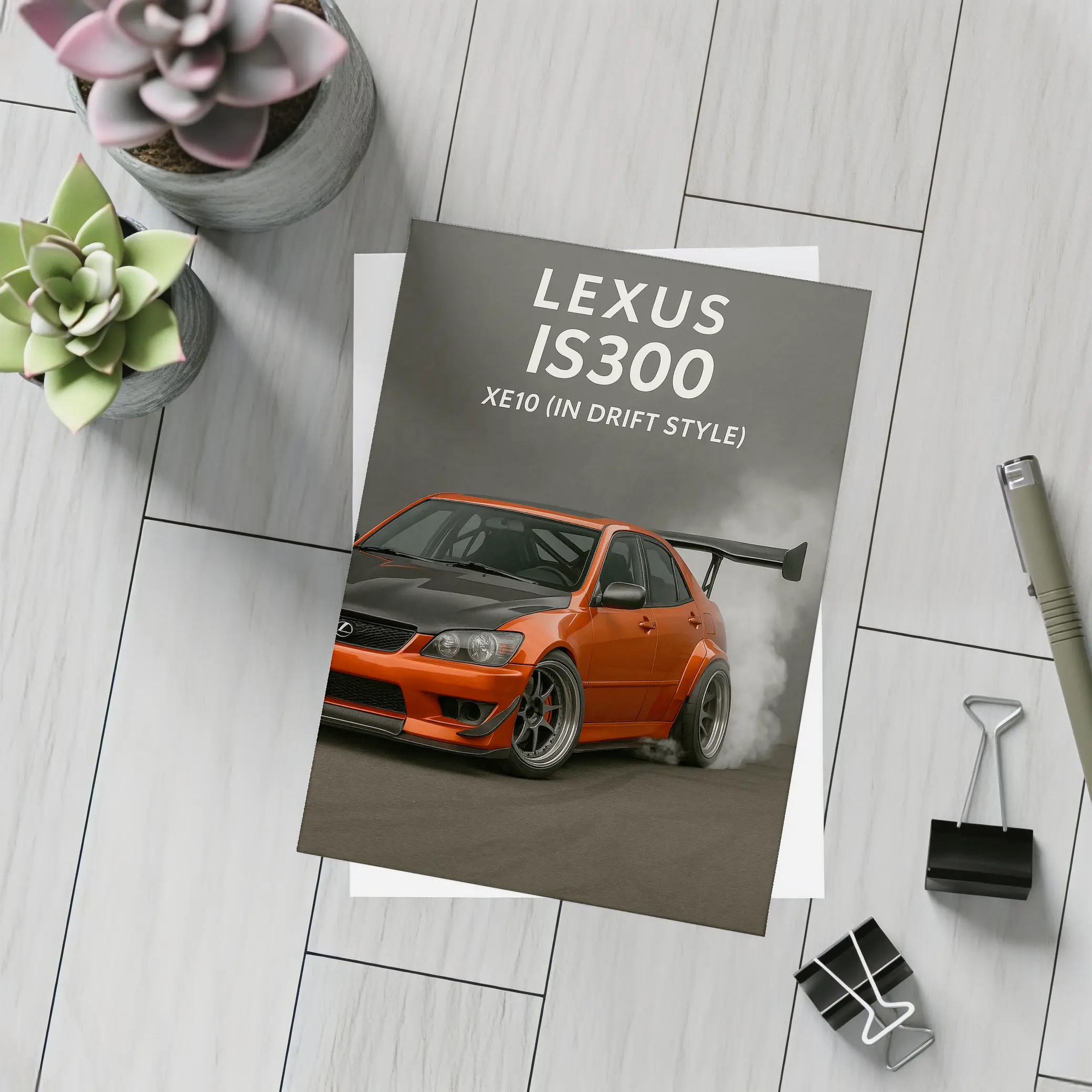 Lexus IS300 XE10 Drift Style Orange Car – Postcards