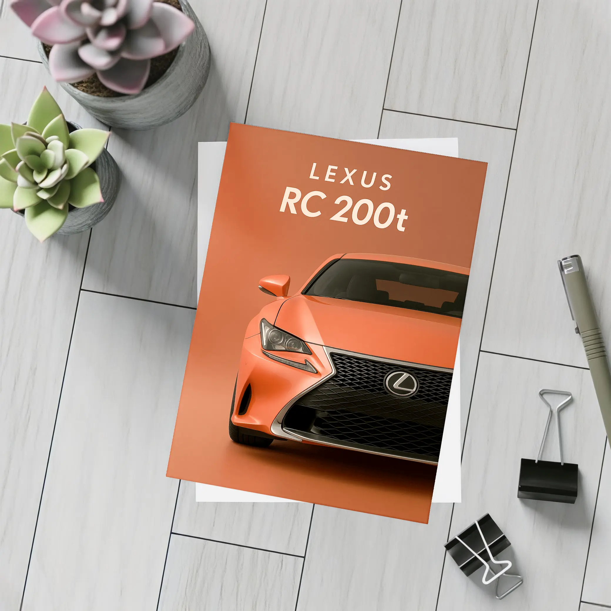 Lexus RC 200t Orange Sports Car Front View – Postcards