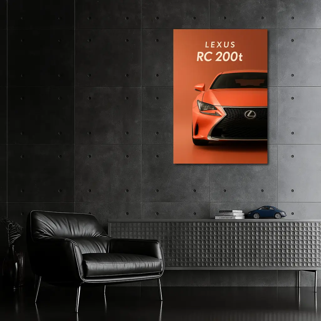 Lexus RC 200t Orange Sports Car Front View – Wall Art