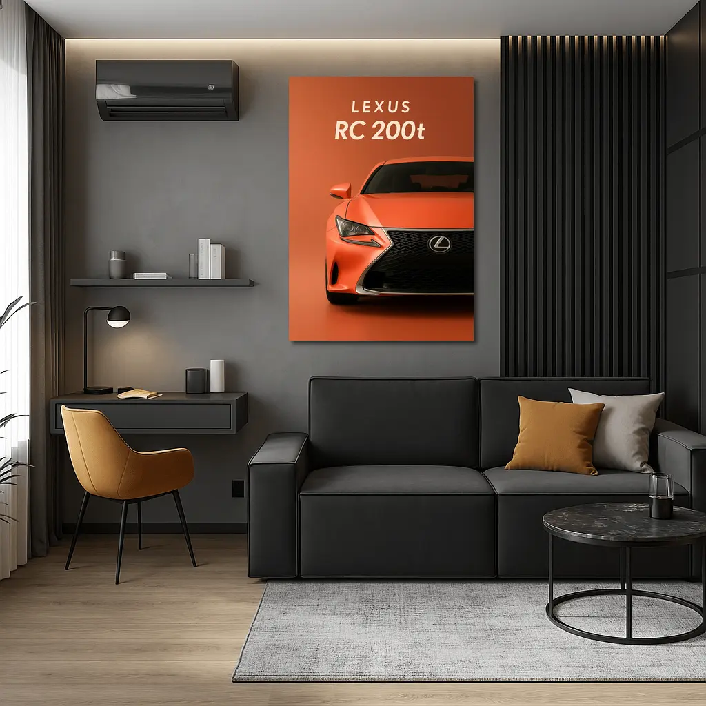 Lexus RC 200t Orange Sports Car Front View – Wall Art