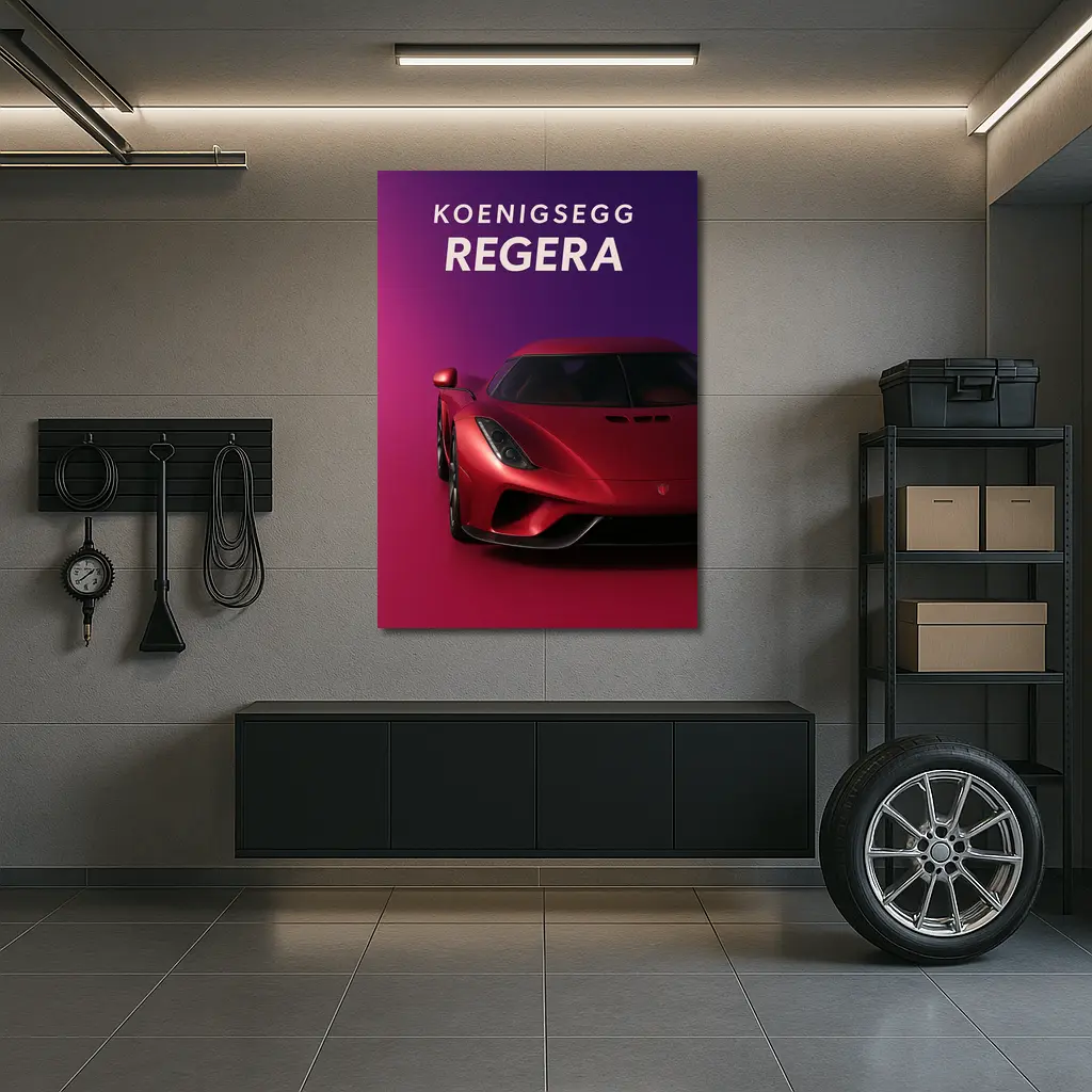 Koenigsegg Regera Red Supercar Purple Background – Wall Art