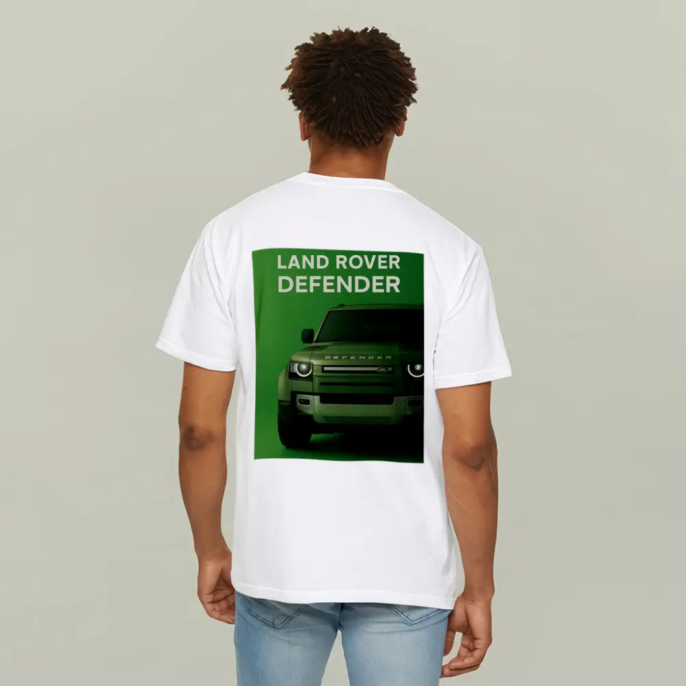 Land Rover Defender Front View Green Background – T-Shirts