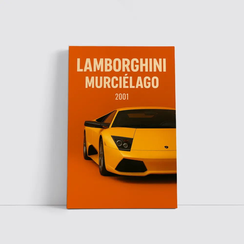 Lamborghini Murcielago Yellow Orange Background Art – Wall Art