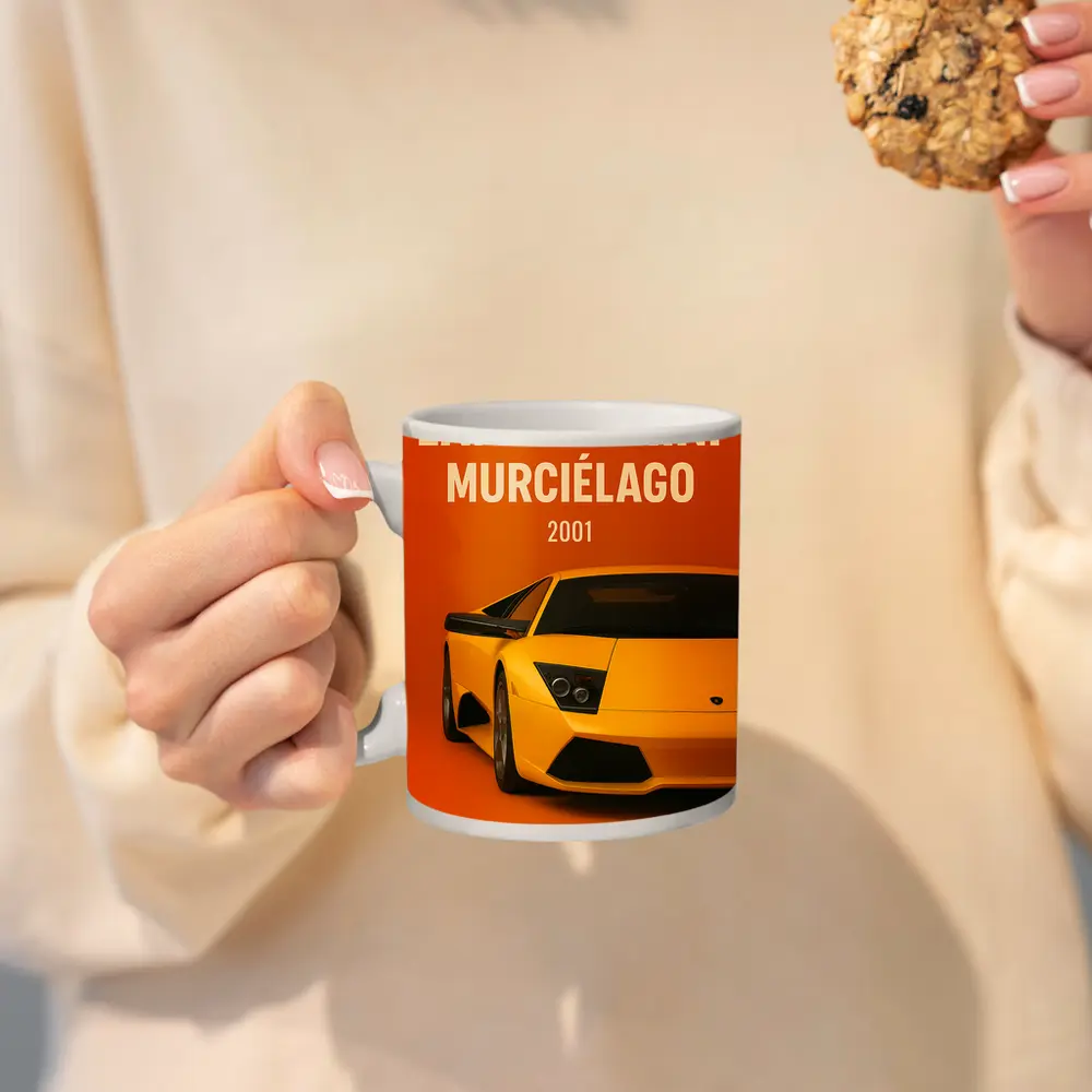 Lamborghini Murcielago Yellow Orange Background Art – Mugs