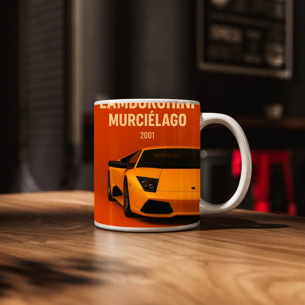 Lamborghini Murcielago Yellow Orange Background Art – Mugs