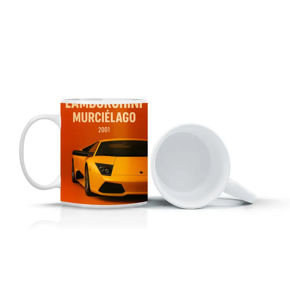 Lamborghini Murcielago Yellow Orange Background Art – Mugs