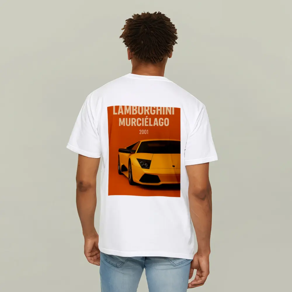 Lamborghini Murcielago Yellow Orange Background Art – T-Shirts