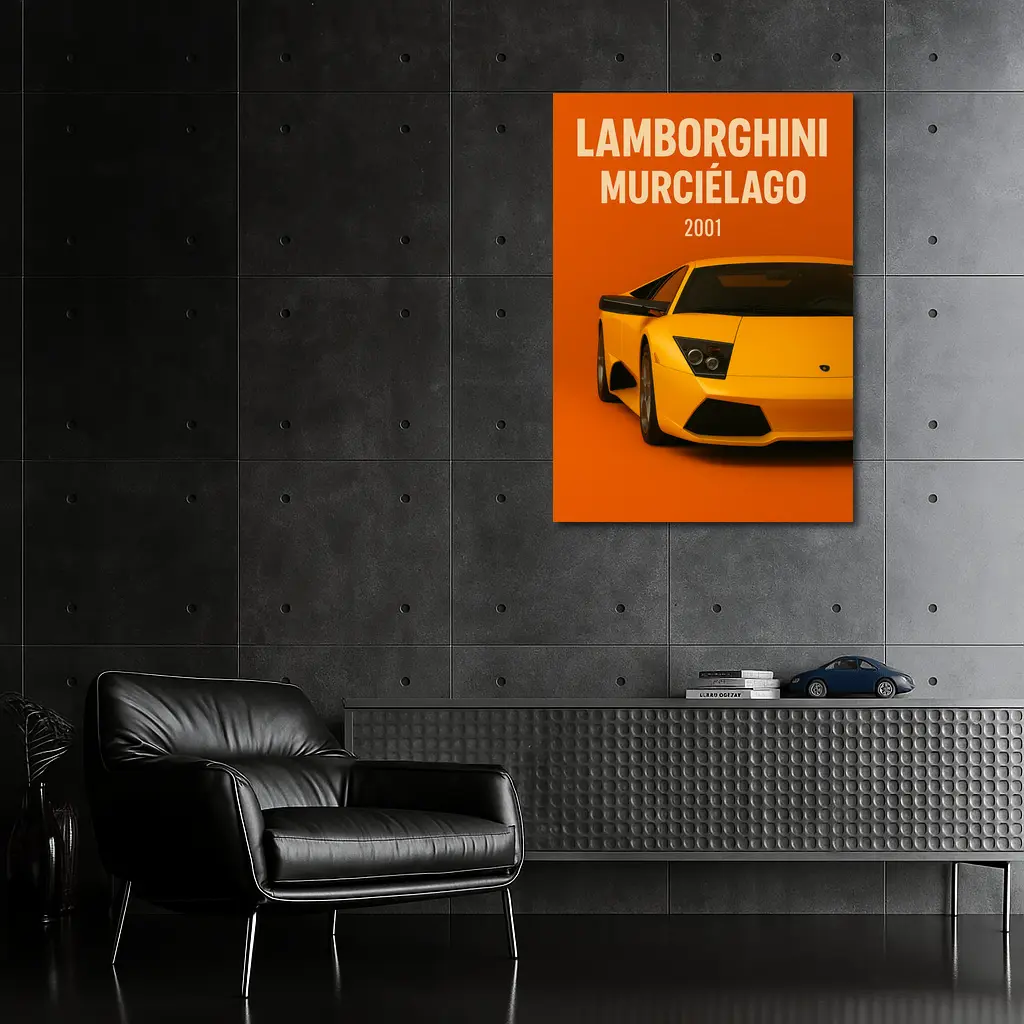Lamborghini Murcielago Yellow Orange Background Art – Wall Art