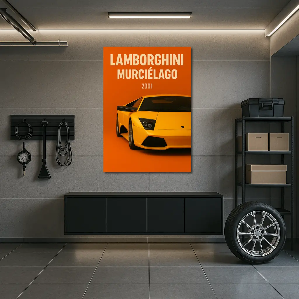 Lamborghini Murcielago Yellow Orange Background Art – Wall Art