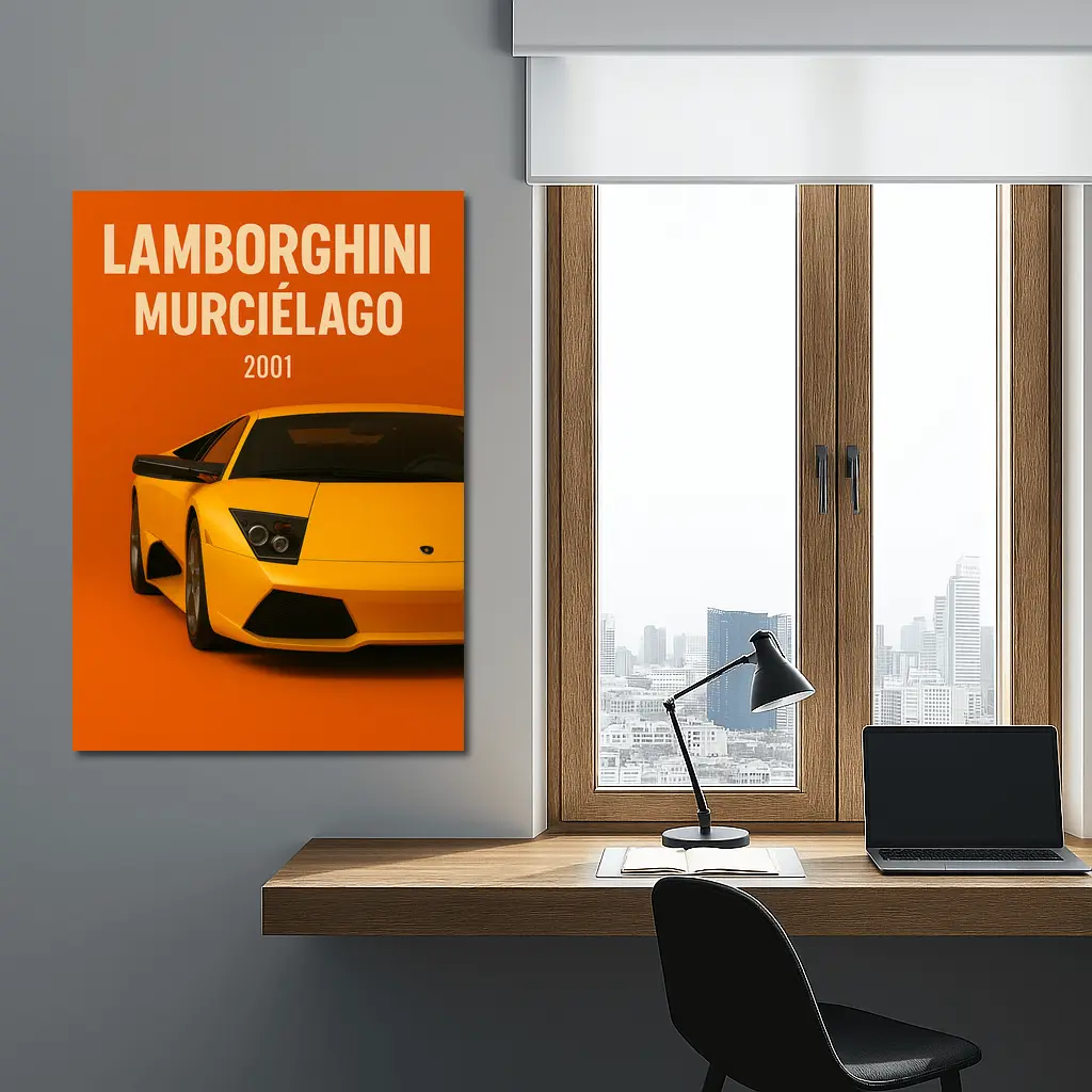Lamborghini Murcielago Yellow Orange Background Art – Wall Art