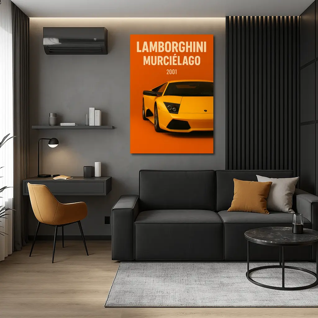 Lamborghini Murcielago Yellow Orange Background Art – Wall Art