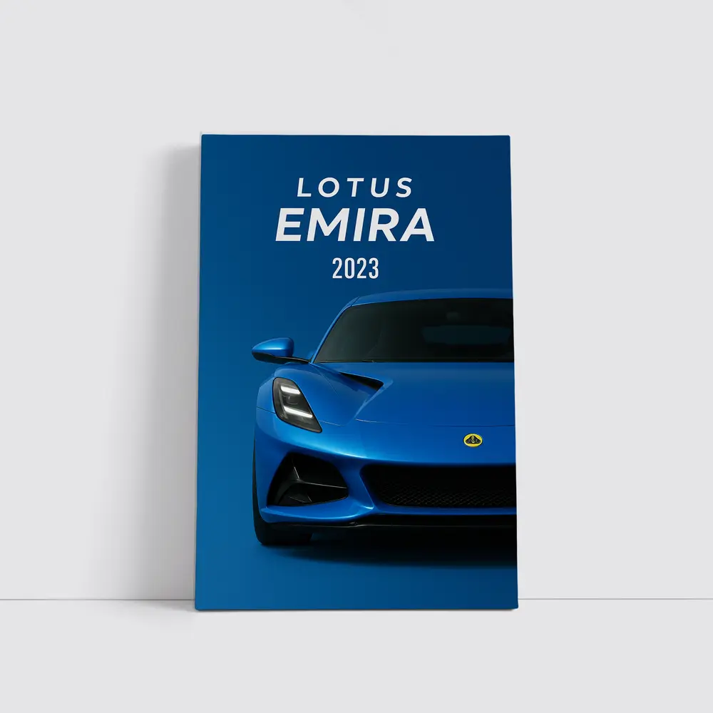 Lotus Emira Blue Sports Car Front View – Wall Art