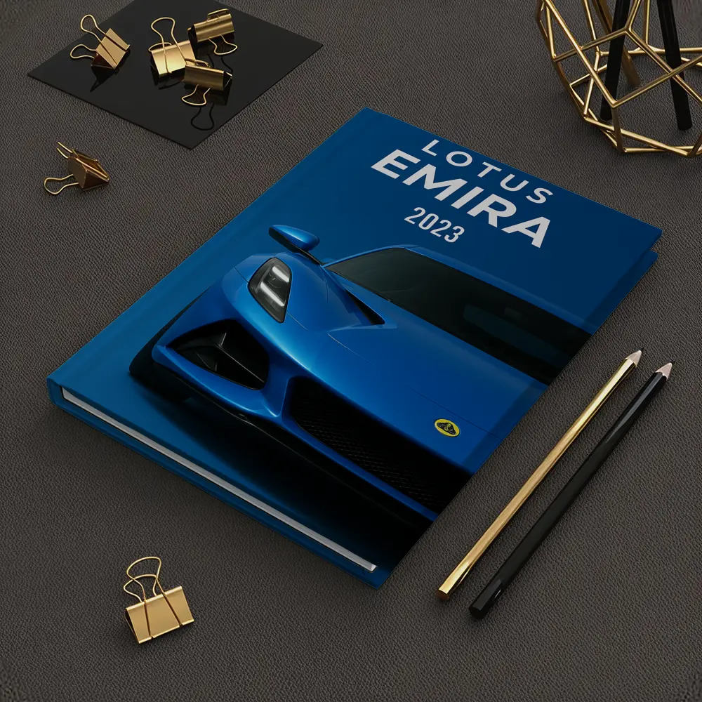 Lotus Emira Blue Sports Car Front View – Notebooks