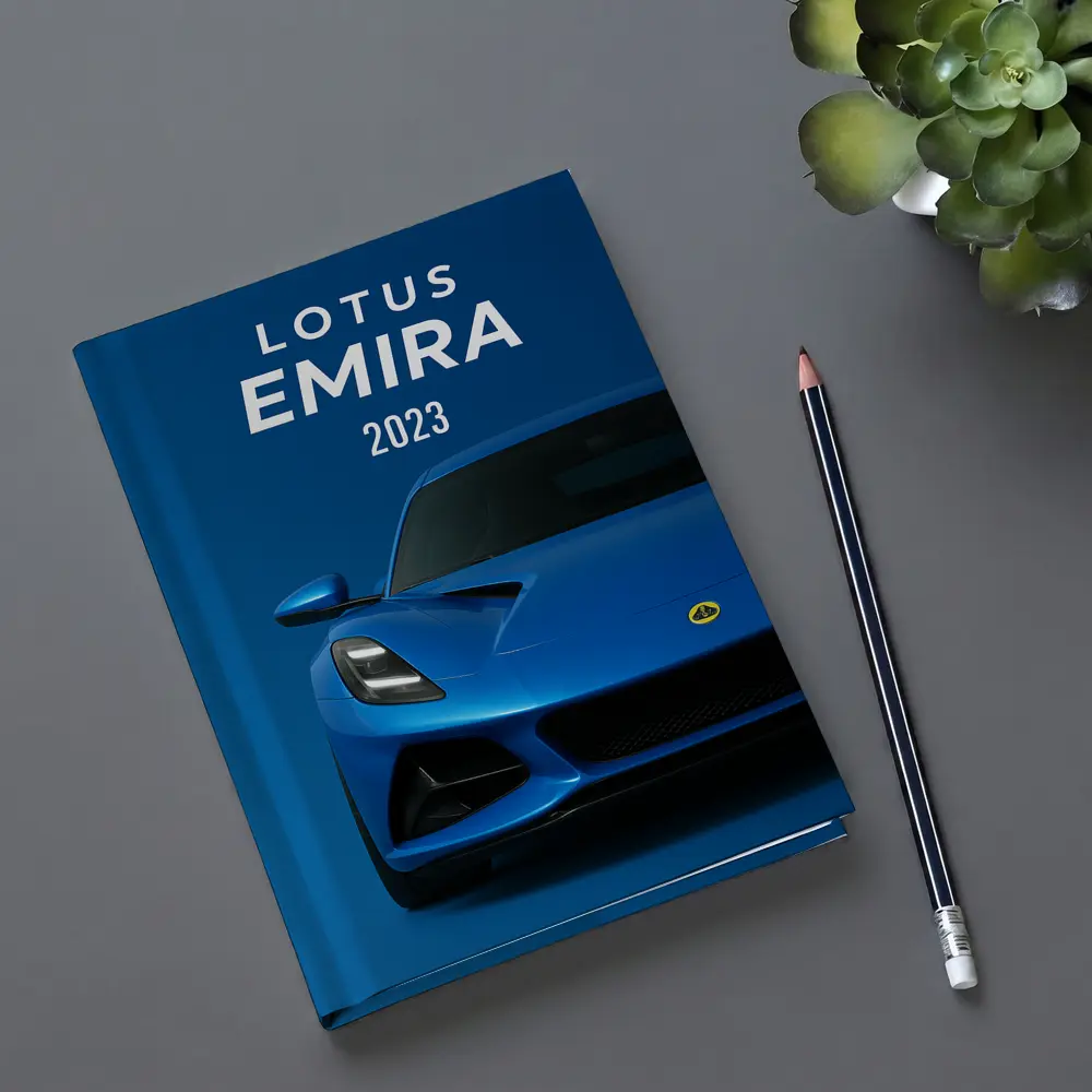 Lotus Emira Blue Sports Car Front View – Notebooks
