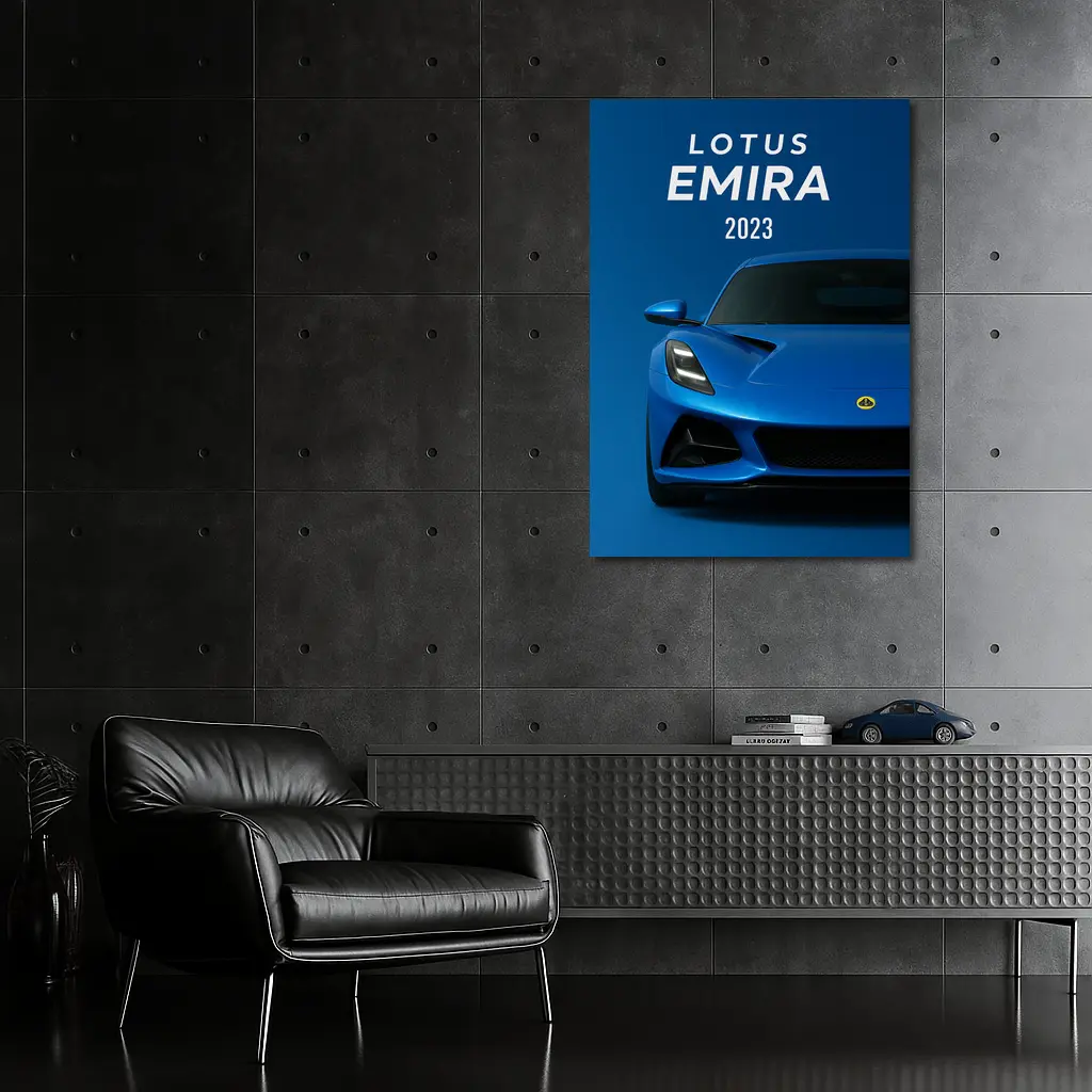 Lotus Emira Blue Sports Car Front View – Wall Art