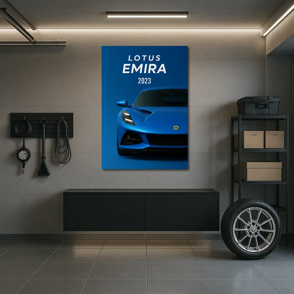 Lotus Emira Blue Sports Car Front View – Wall Art